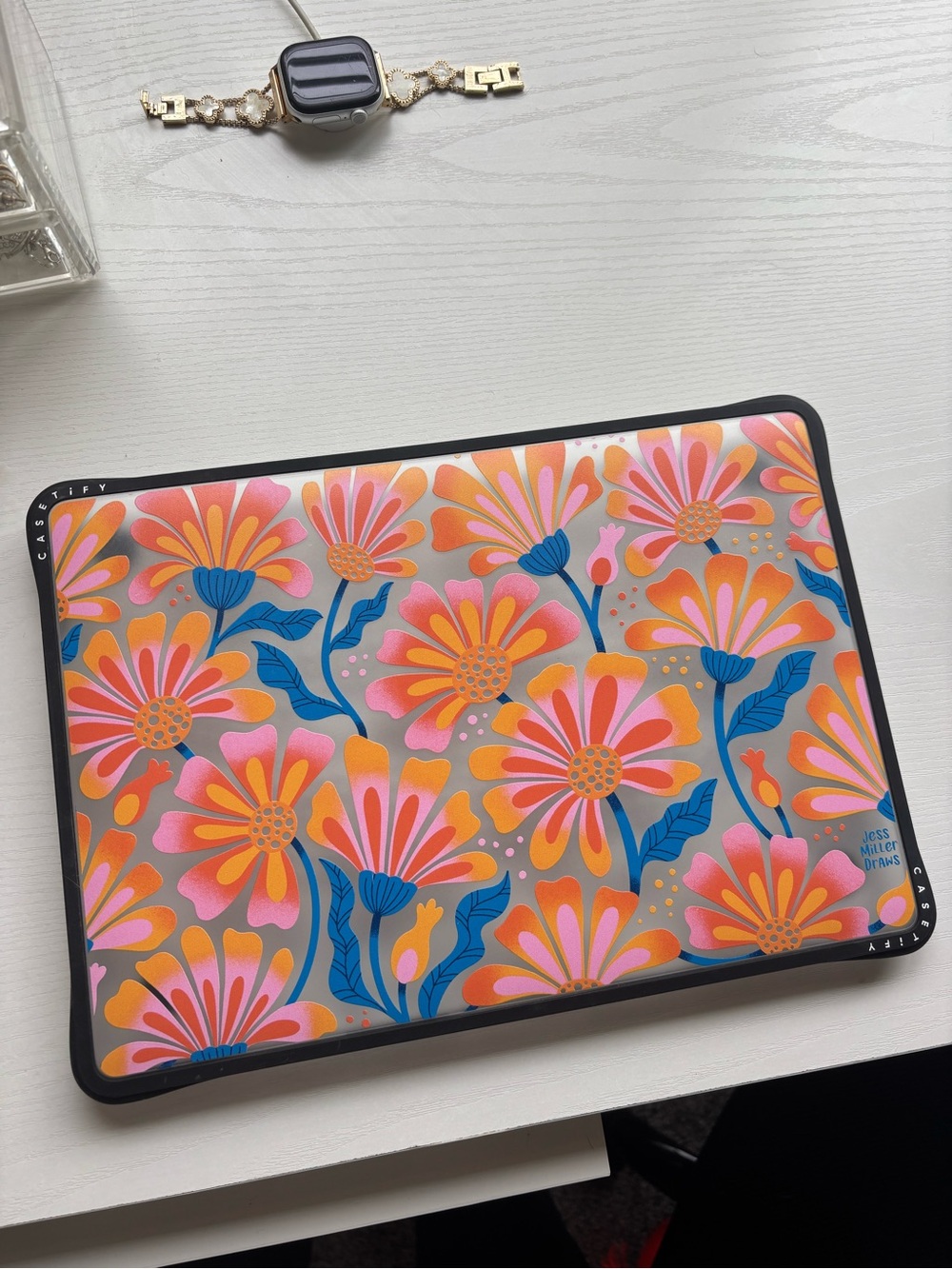 Casetify Floral Laptop Case in Pink, Orange & Blue